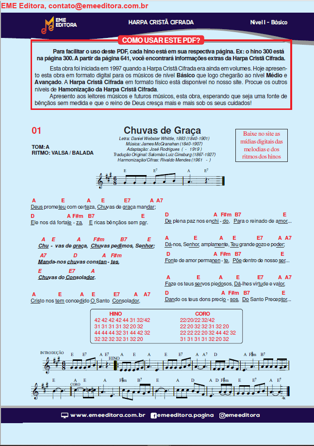 Harpa Cristã : 640 Hinos Cifrados com Partituras em PDF